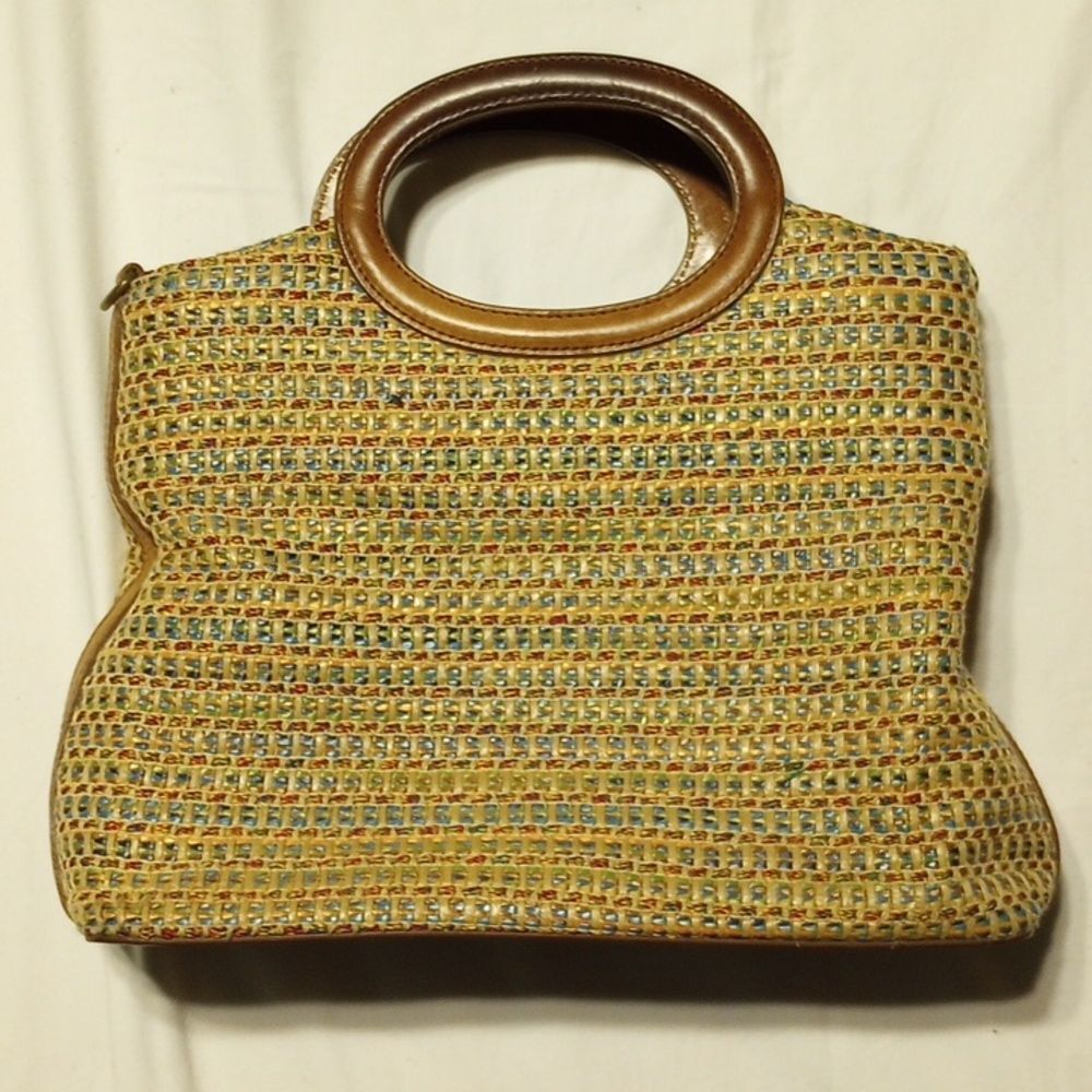 Vintage Woven and Leather Fossil Purse